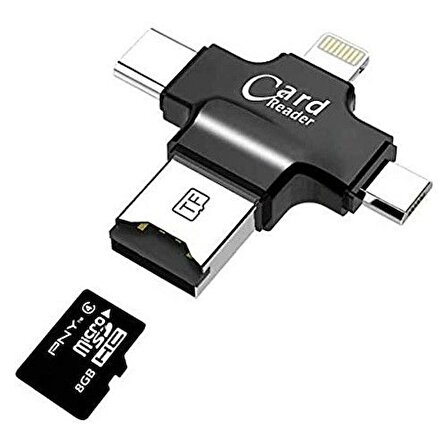 DAYTONA HC05-S ÇOK FONKSİYON USB KART OKUYUCU Giriş:USB+Lightning+Micro USB+Type-C=>Çıkış:Mic.SD