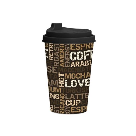 340 cc Desenli Kahve Bardağı-Coffee Yazılı