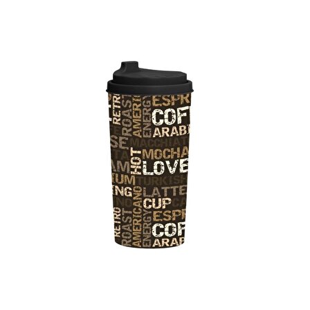 470 cc Desenli Kahve Bardağı-Coffee Yazılı