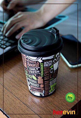 340 cc Desenli Kahve Bardağı-Coffee Time