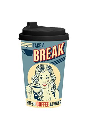 340 cc Desenli Kahve Bardağı-Take a Break