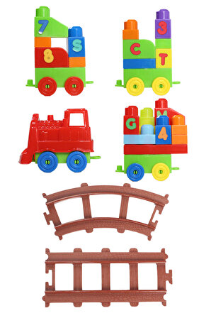 Play Blox Oyuncak Tren Seti 77 Parça Sayılar ve Alfabe Treni Parlak Renkler Mega Blok Seti 2397