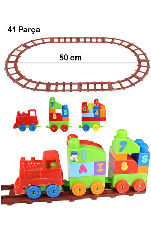 Play Blox Oyuncak Tren Seti 41 Parça Sayılar ve Alfabe Treni Parlak Renkler Mega Blok Seti 2403