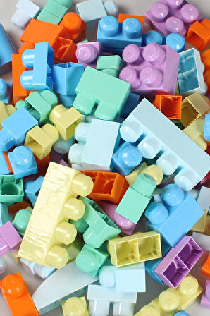Play Blox 2915 Pastel Renkler Mega Blok Seti 56 Parça Mavi Çantalı