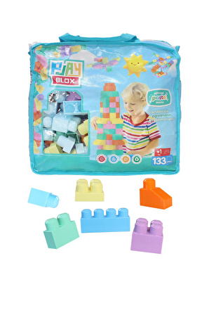 Play Blox 3004 Pastel Renkler Mega Blok Seti 133 Parça Mavi Çantalı