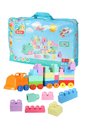 Play Blox 3035 Pastel Renkler Mega Blok Tren Seti 266 Parça Çantalı