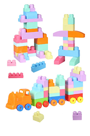 Play Blox 3035 Pastel Renkler Mega Blok Tren Seti 266 Parça Çantalı