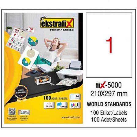 Ekstrafix Lazer Etiket (FİX500) 210X297 MM
