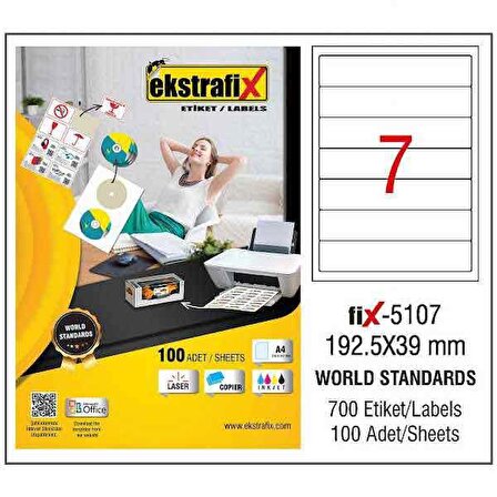 Ekstrafix Lazer Etiket - FİX5107 - 192X39 MM