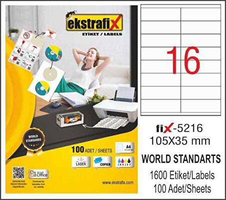 Ekstrafix Lazer Etiket - FİX5216 -  105X35
