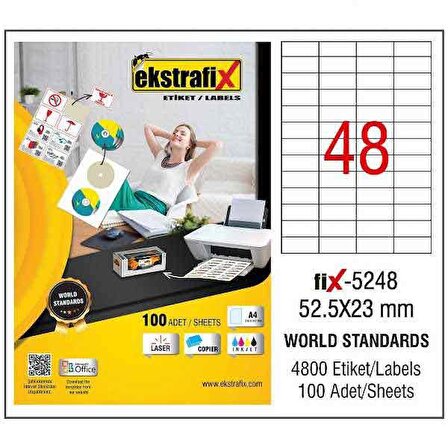 Ekstrafix Lazer Etiket - FİX5248 -  52,5X23 MM