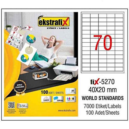 Ekstrafix Lazer Etiket - FİX5270 -  40X20 MM