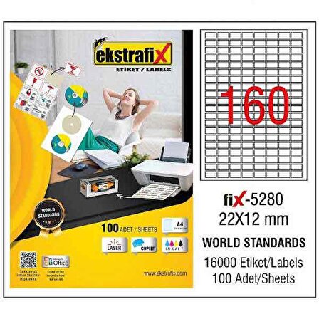 Ekstrafix Lazer Etiket - FİX5280 -  22X12 MM