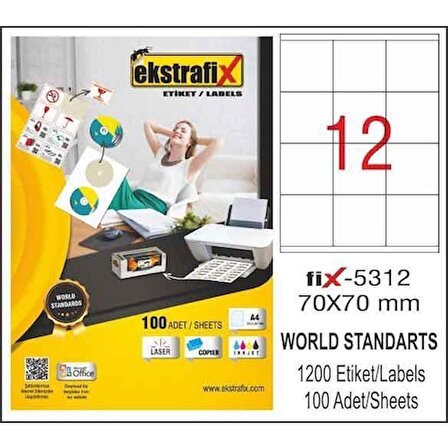 Ekstrafix Laser Etiket 70x70 Laser-copy-ınkjet Fix-5312