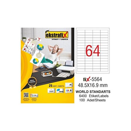 Ekstrafix Laser Etiket 48.5x16.9 Laser-copy-ınkjet Fix-5564