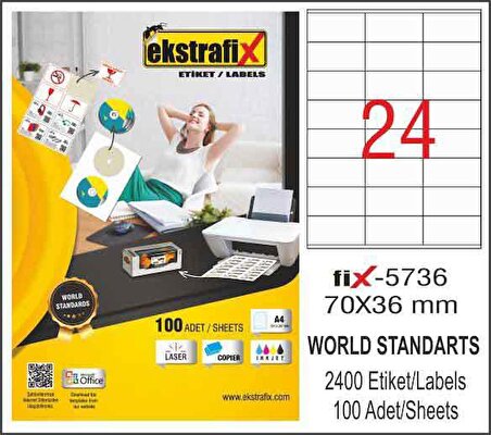 Ekstrafix Lazer Etiket - FİX5736 - 70X36 MM