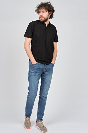 Fulker Erkek Desenli Polo Yaka T-Shirt 1341806 Siyah