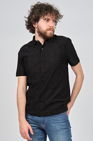 Fulker Erkek Desenli Polo Yaka T-Shirt 1341806 Siyah