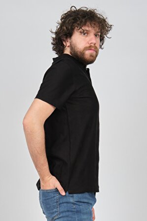 Fulker Erkek Desenli Polo Yaka T-Shirt 1341806 Siyah