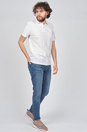 Fulker Erkek Desenli Polo Yaka T-Shirt 1341806 Beyaz