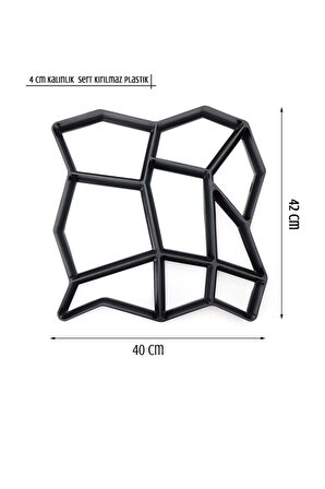 Bahçe Taş Kalıp Beton Kalıbı Zemin Kaplama Kalıbı 42x40 cm 2 Adet