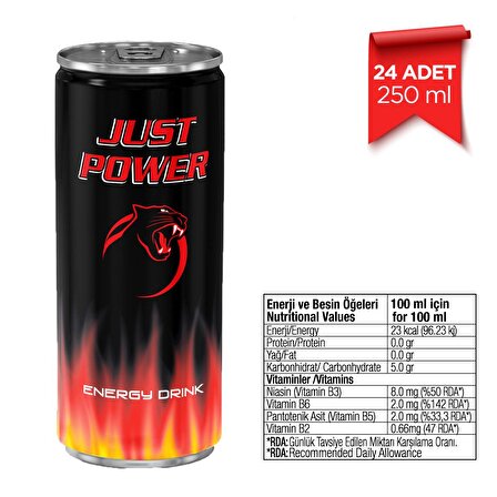 Just Power Energy Drink 24 x (250 ML.) Enerji İçeceği