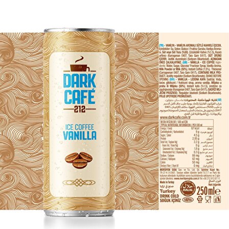 Dark Coffee Ice Coffee Vanilla 12 X 250 ml Soğuk Kahve