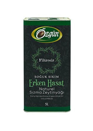 Özgün Zeytin Ve Zeytin Yağı Erken Hasat Filtresiz Soğuk Sıkım Sızma Zeytinyağı 5 lt Teneke 