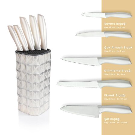 Schafer Quick Chef Standlı Bıçak Seti-6 Parça-Beyaz01