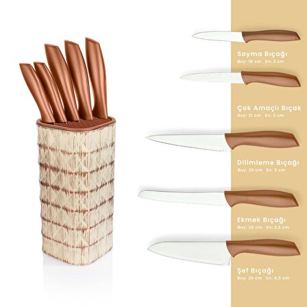 Schafer Quick Chef Standlı Bıçak Seti-6 Parça-Rosegold01