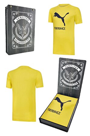 Fenerbahçe Orijinal Puma Sıfır Yaka Sarı T-Shirt Hediyelik Ahşap Kutulu