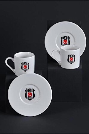 Beşiktaş Orijinal Lisanslı 2'li Fincan Takımı Hediyelik Ahşap Kutulu
