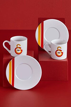 Galatasaray Orijinal Lisanslı 2'li Fincan Takımı Hediyelik Ahşap Kutulu