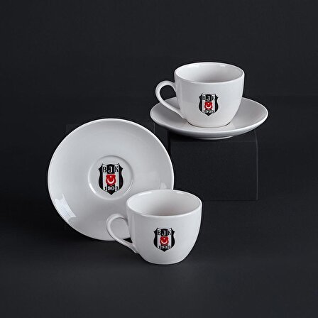 Beşiktaş Orijinal Lisanslı 2'li Çay Fincanı Takımı Hediyelik Ahşap Kutulu