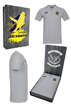 Fenerbahçe Orijinal Puma Gri Polo Yaka Hoca T-Shirt Ahşap Kutulu
