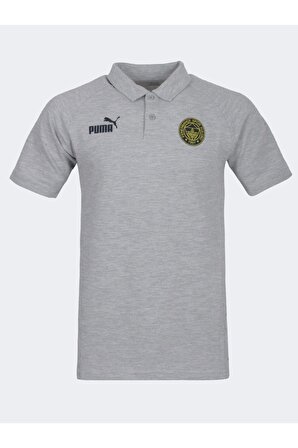 Fenerbahçe Orijinal Puma Gri Polo Yaka Hoca T-Shirt Hediyelik Ahşap Kutulu