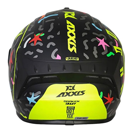 Axxis Draken Crazy Matt Fluor - Yellow Full Face Motosiklet Kaski