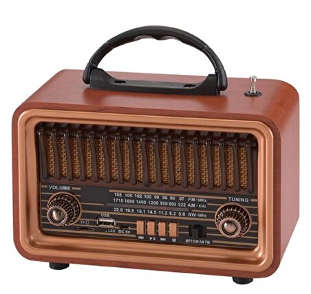 Nostaljik Ahşap Radyo Bluetootlu Usb Sd Mp3  Ns-8069BT