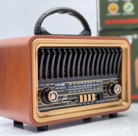 Nostaljik Ahşap Radyo Bluetootlu Usb Sd Mp3  Ns-8069BT