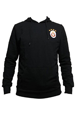 Galatasaray Orijinal Sweat Kapüşonlu Logolu Siyah Sweat