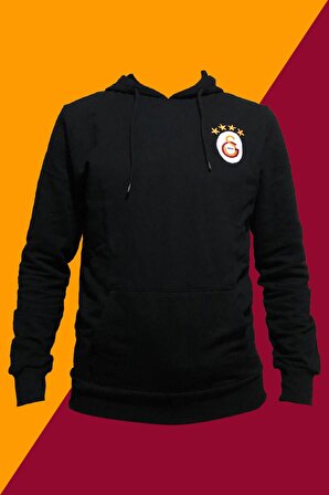 Galatasaray Orijinal Sweat Kapüşonlu Logolu Siyah Sweat Özel Tasarım Ahşap Kutulu