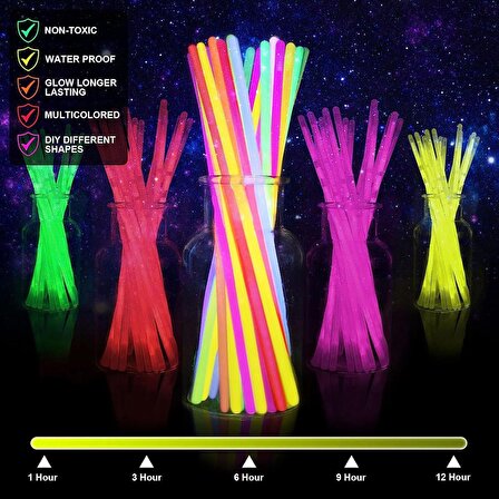 Glow Stick Fosforlu Kırılan Çubuk (50 Adet) Sınırsız Eğlence