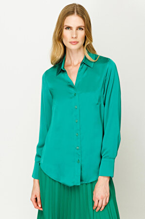 Ekol Gömlek Yaka Yeşil Kadın Gömlek 23201001