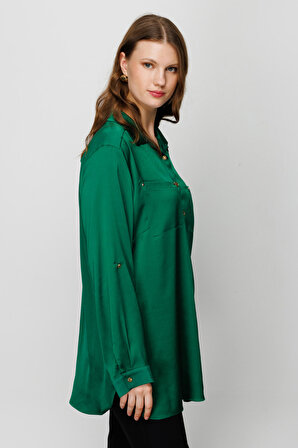 Ekol Büyük Beden Yeşil Kadın Bluz 23201513