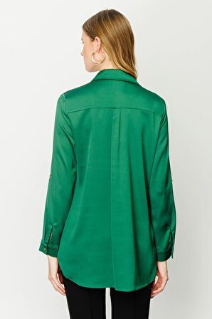 Ekol Gömlek Yaka Yeşil Kadın Bluz 23201013