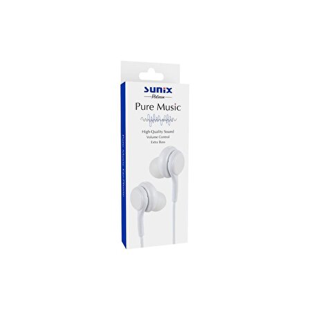 Sunix 3.5 mm Jack Girişli Mikrofonlu Kulak İçi Kablolu Kulaklık Beyaz SX-102
