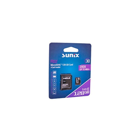 Sunix 200X Up To MB/s Class 10 MicroSHDC 128 GB Hafıza Kartı 