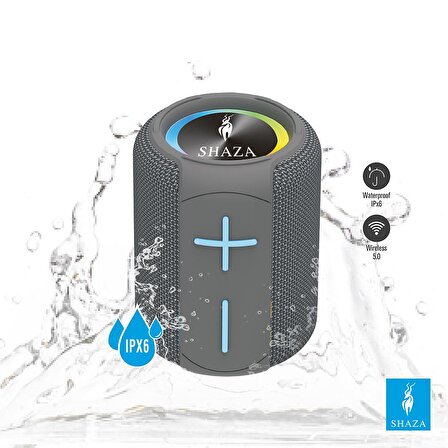 SHAZA Taşınabilir Bluetooth Hoparlör IPX6 Suya Dayanıklı - 6W Ses Çıkışı Gri