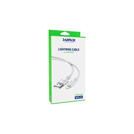 Sunix 2A USB / Lightning  Şarj ve Data Kablosu Beyaz MCR-20