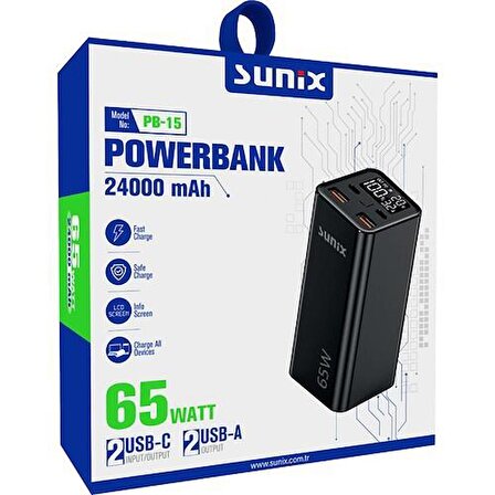 Sunix Pb-15 24000 mAh Hızlı Şarj Powerbank